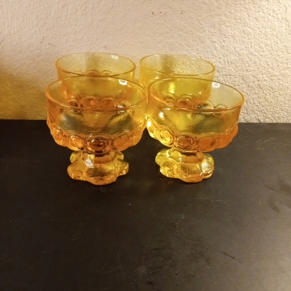 SIGNED RARE Fire & Light CITRUS Recycled Glass 6oz Desert Cups Set of 4 - Picture 2 of 6